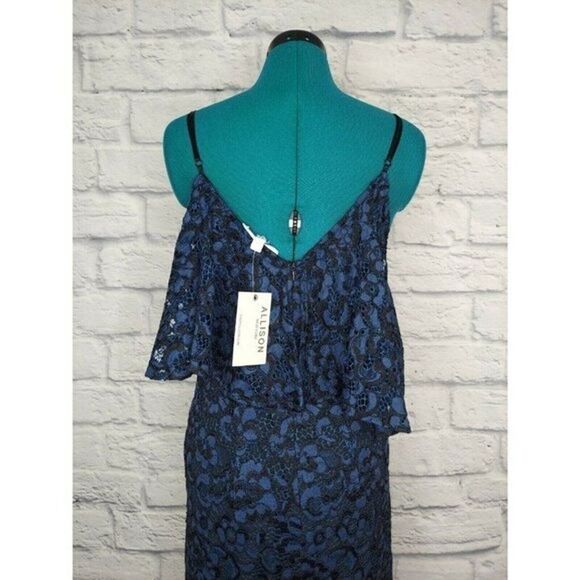 Anthropologie Allison New york boho Blue Black Embroidered Lace Dress Sz S - Picture 4 of 5